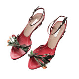 Arden Furtado summer 2019 fashion trend women's shoes stilettos heels buckle red sandals  narrow band sweet small size 33 big size 40