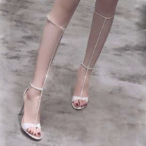 Arden Furtado summer 2019 fashion women's shoes stilettos heels ladylike crystal rhinestone silver T-strap sandals big size 45