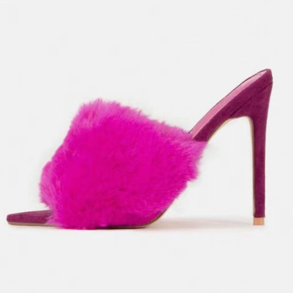 Arden Furtado summer 2019 fashion women's shoes stilettos heels slippers slides red feather mules 45