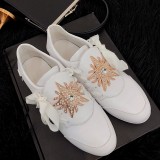 Arden Furtado summer 2019 fashion trend women's shoes white cross lacing concise classics leisure metal decoration