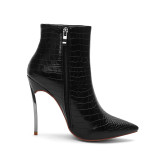 Arden Furtado summer 2019 fashion trend women's shoes pointed toe stilettos heels zipper pure color big size 45 short boots
