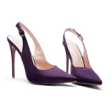 Arden Furtado summer 2019 fashion trend women's shoes pointed toe stilettos heels pure color purple buckle pumps sexy elegant