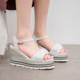 Arden Furtado summer 2019 fashion trend women's shoes pure color buckle waterproof sandals classics concise small size 32