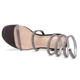 Arden Furtado summer 2019 fashion trend women's shoes chunky heels pure color black sandals sexy office lady elegant gladiator