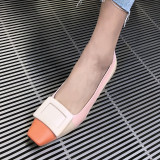 Arden Furtado summer 2019 fashion trend women's shoes chunky heels elegant square head apricot pumps shallow big size 41