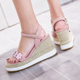 Arden Furtado summer 2019 fashion trend women's shoes elegant buckle sweet flowers sandals concise classics pink big size 40
