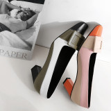 Arden Furtado summer 2019 fashion trend women's shoes chunky heels elegant square head apricot pumps shallow big size 41