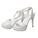 Arden Furtado summer 2019 fashion trend women's shoes stilettos heels pure color white buckle sandals party shoes big size 40