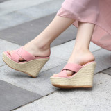 Arden Furtado summer Fashion women's shoes Wedges sandals waterproof  pink slippers concise comfortable