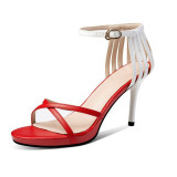 Arden Furtado summer 2019 fashion trend women's shoes stilettos heels sexy elegant buckle red sandals office lady big size 40