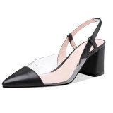 Arden Furtado summer Fashion women's shoes pointed toe chunky heels elegant pvc sandals slingback shoes 42