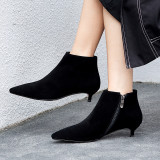 Arden Furtado spring and autumn fashion women's shoes pointed toe stilettos heels zipper elegant ladies brown boots lower heels 