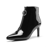 Arden Furtado fashion women's shoes in winter 2019 pointed toe stilettos heels zipper pure color concise short boots big size 43