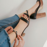 Arden Furtado 2019 summer high heels chunky heels open toe genuine leather ankle strap cover heels platform sandals size 33 40