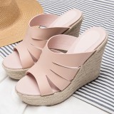 Arden Furtado summer 2019 fashion trend women's shoes pure color pink slippers waterproof elegant leather concise comfortable