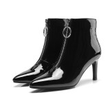 Arden Furtado fashion women's shoes in winter 2019 pointed toe stilettos heels zipper pure color concise short boots big size 43