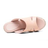 Arden Furtado summer 2019 fashion trend women's shoes pure color pink slippers waterproof elegant leather concise comfortable