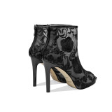 Fashion women's shoes 2019 summer high heels peep toe platform stilettos heels sexy elegant ladies sexy mesh flowers boots 33 40