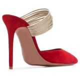 Arden Furtado summer 2019  trend women's shoes new fashion red any color can be customized suede fabric with gold strap slip on pumps pointed toe high heel ladies pumps  sexy elegant big size 45