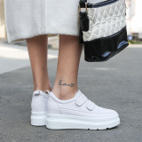 Arden Furtado spring summer 2019 fashion women's shoes white casual shoes leisure wedges flat platform hook&loop loafers 33 40