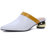 Arden Furtado summer 2019 fashion trend women's shoes pointed toe elegant strange style heels white slippers mules big size 40