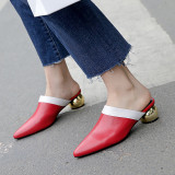 Arden Furtado summer 2019 fashion trend women's shoes pointed toe elegant strange style heels white slippers mules big size 40