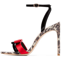 Arden Furtado summer 2019 fashion trend women's shoes custom made new sexy leopard women shoe red bow high heel peep toe ladies sandals buckle office lady big size 45