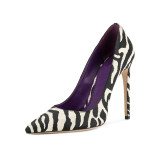Arden Furtado summer 2019 fashion trend women's shoes heels sexy mixed colors zebra pattern ladies formal high heels women shoes pointed toe stilettos heels big size 45