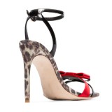 Arden Furtado summer 2019 fashion trend women's shoes custom made new sexy leopard women shoe red bow high heel peep toe ladies sandals buckle office lady big size 45