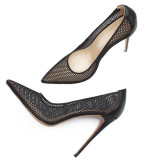 Arden Furtado summer 2019 fashion trend women's shoes fashionable summer lady sexy heel shoes black net yarn hollowed-out women wire side mature high heels big size 45