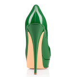 Arden Furtado summer 2019 fashion women's shoes wholesale sexy green patent peep toe platform 15cm high heel party shoes women shoes 43