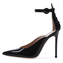 Arden Furtado summer 2019 fashion trend women's shoes stylish pointed toe heels ankle strap ladies evening dress heeled shoes pointy high heel women black big size 45 patent leather pumps
