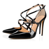 Arden Furtado summer 2019 fashion trend women's shoes ladies stiletto black summer shoes red patent dress shoes women nude wedding heels pointed toe big size 45 high Heel Strappy Pumps