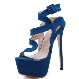 Arden Furtado summer 2019 fashion trend women's shoes blue sexy elegant pure color sandals classics office lady narrow band big size 45