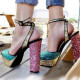 Arden Furtado summer 2019 fashion trend women's shoes chunky heels mixed colors concise sexy elegant pure color big size 45 sandals