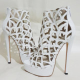 Arden Furtado summer  fashion women's shoes peep toe white zipper cool boots sexy elegant ladies boots cage sandals