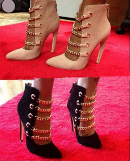 Arden Furtado summer 2019 fashion trend women's shoes apricot pointed toe stilettos heels zipper metal chain cool boots big size 45