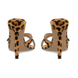 Arden Furtado summer 2019 fashion trend women's shoes leopard print stilettos heels concise mature slippers big size 45 narrow band