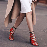 Arden Furtado summer 2019 fashion trend women's shoes red stilettos heels sandals office lady big size 45  sexy elegant pure color