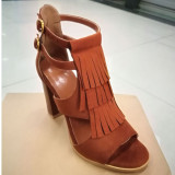 Arden Furtado summer 2019 fashion trend women's shoes  big size 45 chunky heels party shoes brown office lady buckle sexy elegant pure color sandals