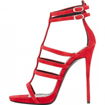 Arden Furtado summer 2019 fashion trend women's shoes red stilettos heels narrow band zipper pure color sandals big size 45 party shoes  elegant