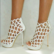Arden Furtado summer  fashion women's shoes peep toe white zipper cool boots sexy elegant ladies boots cage sandals