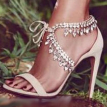 Arden Furtado summer 2019 fashion trend women's shoes stilettos heels pure color sandals crystal rhinestone narrow band mature sandals  big size 45 ankle strap