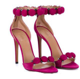 Arden Furtado summer 2021 fashion women's shoes Burgundy zipper stilettos heels Sandals big size 45 party shoes
