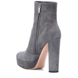 Arden Furtado fashion women's shoes winter chunky heels round toe platform shoes women's grey ankle boots