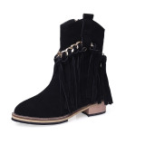 Arden Furtado spring and autumn 2019 fashion women's shoes pointed toe zipper fringed concise  big size 45 short boots