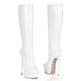 Arden Furtado fashion women's shoes stilettos heels zipper white  knee high boots sexy elegant ladies platform boots