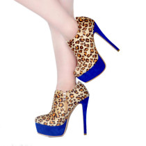 Arden Furtado fashion women's shoes sexy round toe stilettos heels platform leopard print zipper party shoes