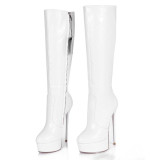 Arden Furtado fashion women's shoes stilettos heels zipper white  knee high boots sexy elegant ladies platform boots