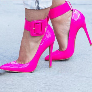 Arden Furtado summer 2019 fashion trend women's shoes pointed toe buckle stilettos heels party shoes  office lady pure color mature big size 45 slip-on pumps
